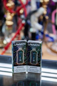 Lanavape Airship Disposable Vape in sleek packaging, offering premium flavors and extended battery life—available at One Stop Smoke Shop.